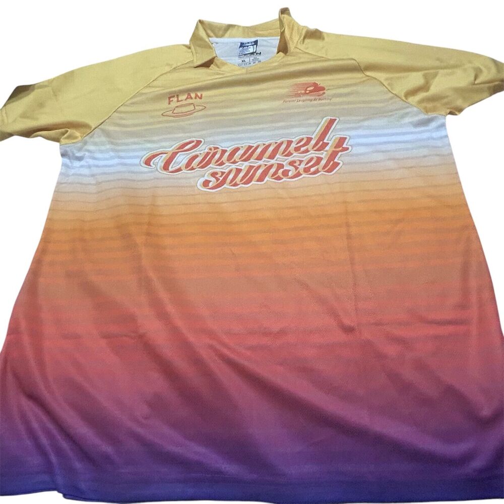 Flan Labs Caramel Sunset Soccer Jersey Mens XL Multicolor Ombre Street Sporty